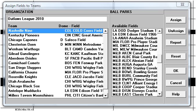Screen capture of the APBA Baseball for Windows Game